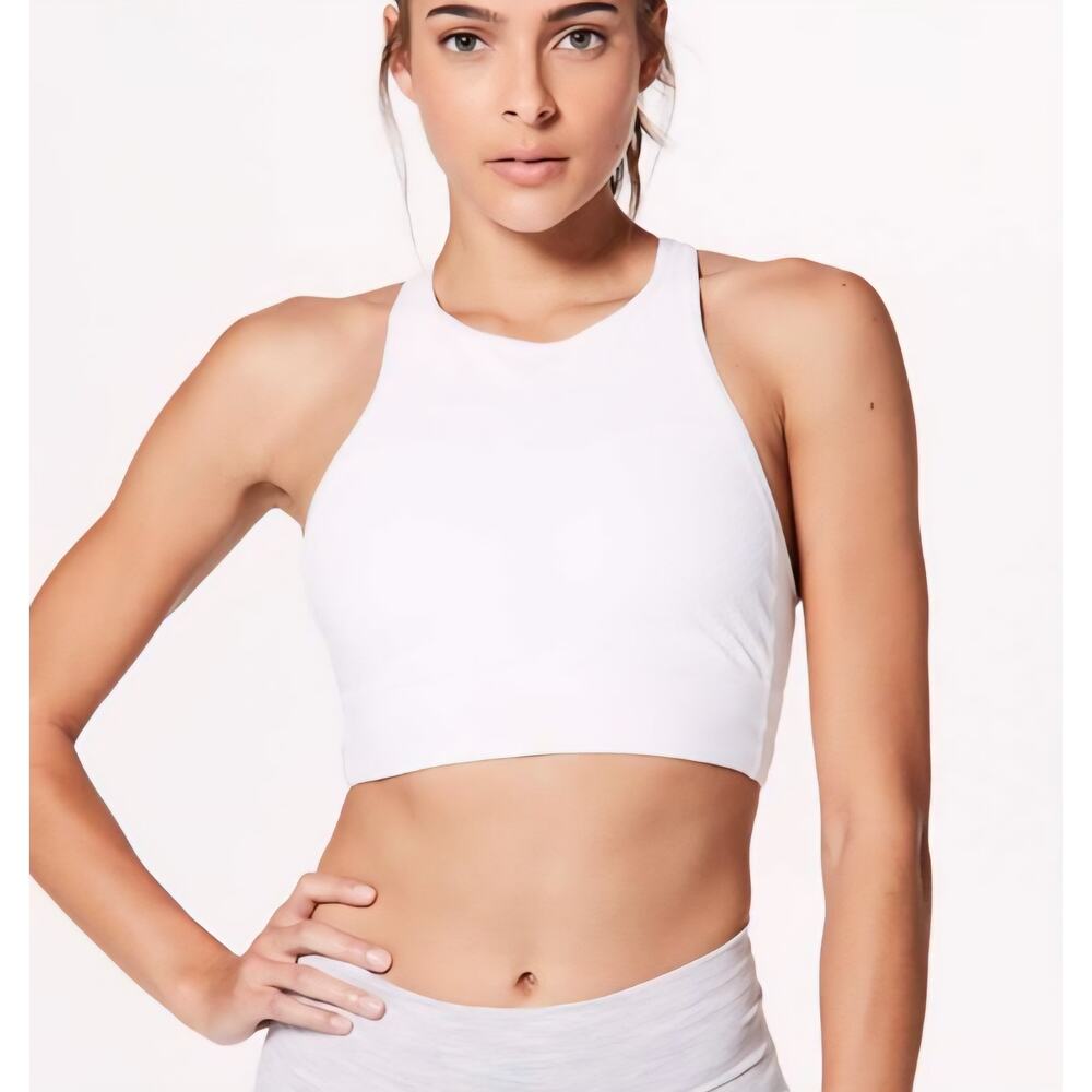 Lululemon Get Your Peek On Bra size 6 in white longline laser cut